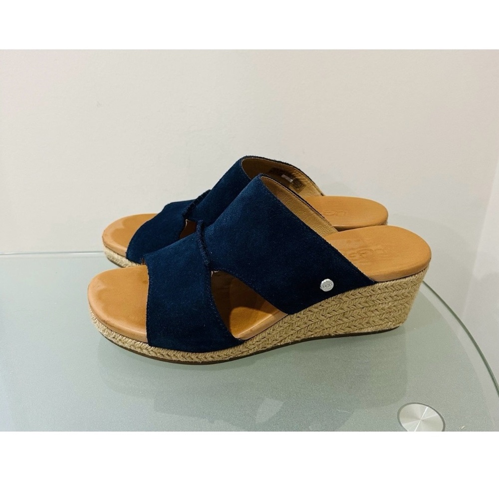 UGG Blue Wedge Sandals with X-Strap Design